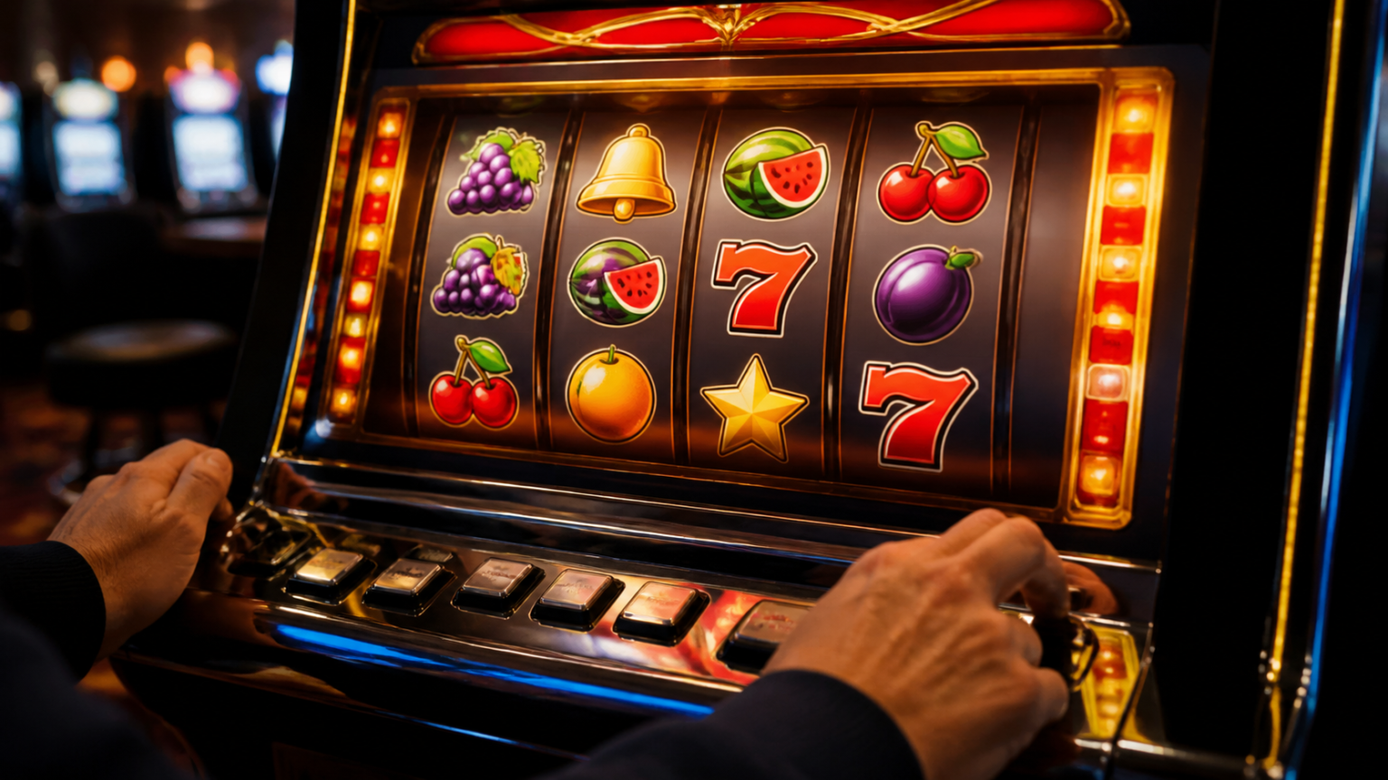 Mesin slot kasino dengan gulungan berputar